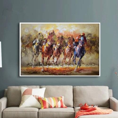 Abstract Modern art painting Animal Horse Racing Hand painted oil paintings canvas Home decoration Wall picture for living room