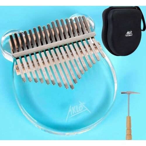 AKLOT Kalimba 17 Key Transparent Crystal Thumb Piano Acrylic Panda Note Carved with Kalimba Case Hammer Study Booklet Stickers