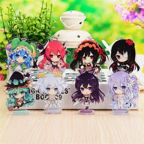 DATE A LIVE figure cosplays acrylic toys Kurumi Tohka Tenka Yoshino Origami Kotori Natsumi Phantom action doll keychain