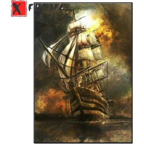 Diamond Painting Pirate Ship Kit Diamond Embroidery Full Square round diamond Beaded 5d DIY Rhinestone mosaic Art Decor For Home