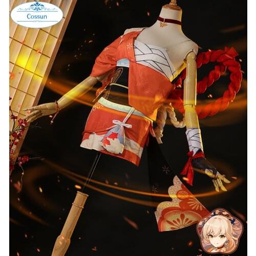 Anime! Genshin Impact Yoimiya Game Suit Elegant Cute Uniform Cosplay Costume Halloween Party Role Play Outfit For Women 2021 NEW
