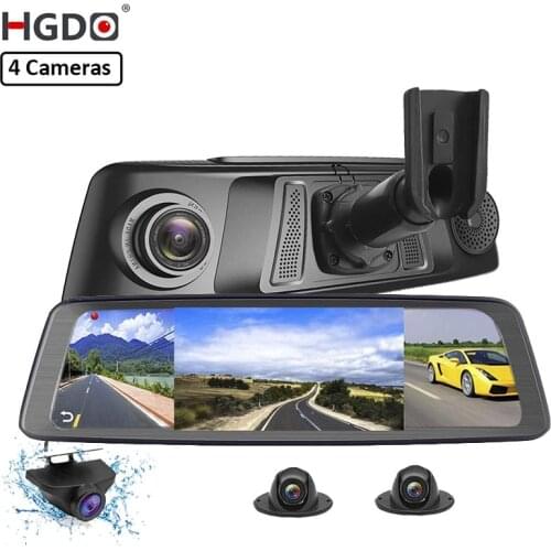 2020 HGDO 4 Lens WIFI Car DVR Camera 4G ADAS GPS Navigation Dash Cam Full HD 1080P Video Recorder 10" Android WIFI Mirror Camera