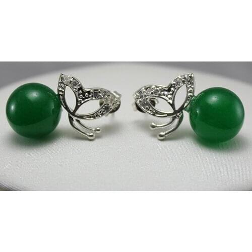 Free Shipping ER00013 Elegant Natural jade Stud Earring