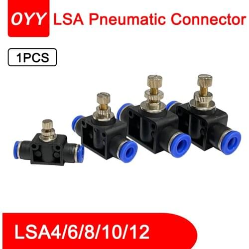 1Pcs LSA4/LSA6/LSA8/LSA10/LSA12 Quick Connector Pressure Regulator Pipe Throttle Valve Compressor Accessories Pneumatic Fittings