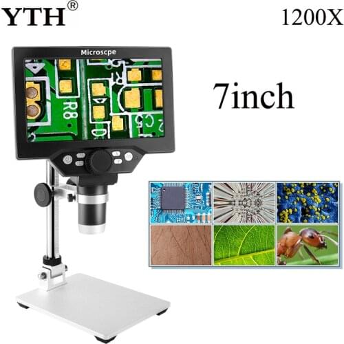 YTH G1200 1200X Digital Video Microscope Electronic Microscop 12MP 7inch LCD For Solder Phone Repair Without Battery 110v 220v