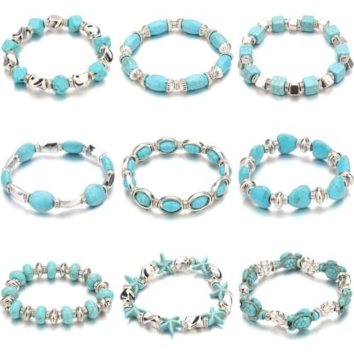 Dropshipping 10 Style Ocean Heart Tortoise Bead Bracelet DIY Crystal Charm Bracelets & Bangles Fashion Jewelry Gift Pulseras