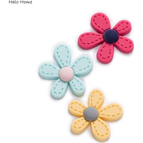 10pcs Flower Flatback Resin Cabochons Handmade Scrapbook Crafts Headswear Accessories Apparel Jewelry Phone Case Decor 25mm
