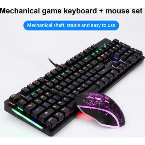 AJAZZ Mechanical Gaming Keyboard Black / Blue Switch104 Keys Wired Keyboard for PC Games Ergonomic Cool LED Backlit Design