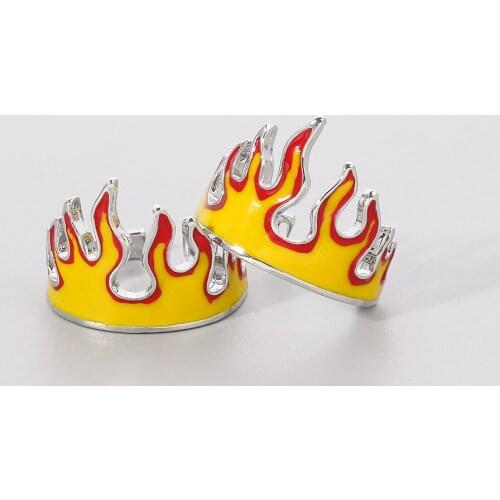 Punk Fire-Flame Ring For Men Women Fashion Cool Motorcycle Opening Ring Accessories Boys Party Jewelry Gift
