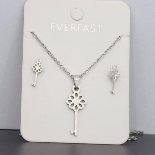 1Set New Stainless Steel Jewelry Set Key Pendants Necklaces Earrings Foot Bracelet Sets Lock Opener Jewelry Sets For Women Girl