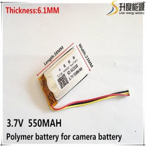 Size 612338 602338 3.7V 550mah Lithium polymer Battery with Protection Board For MP4 GPS Digital Product Free Shipping