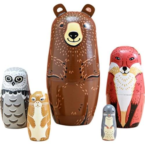 2021 New Durable Wooden Matryoshka Educational Desktop Russian Nesting Doll Children Educational Toy Handmade Crafts Toy Gift