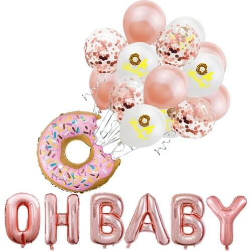 Donuts oh baby balloon set confetti sequined balloon baby bath Hawaii children birthday party decoration balloons
