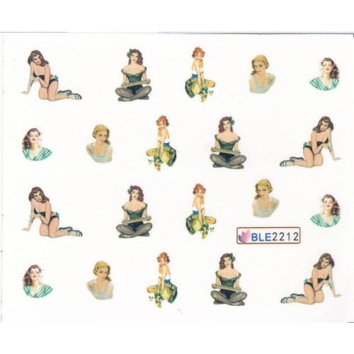 BLE2204-2214 Retro Style Sexy Beauty Nail Art 3D Decals Stickers for Nail Gel Polish Water Decals 11 pcs Transfer Nail Sticker