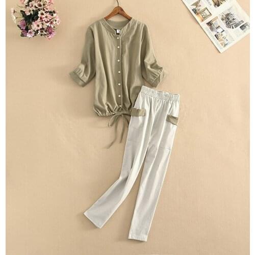 Summer New Two Piece Set Tracksuit Women Top + Pant Suits Loose Bow Tie Pullover Blouse Shirt Ensemble Femme Suit Sets Plus Size