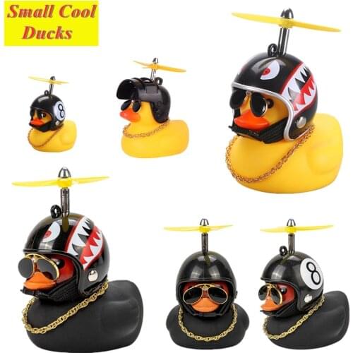 New Helmet Broken Wind Small Black Duck Car decoration Yellow Duck Cute Car Accessories Interior Auto Ornament for Car Dashboard