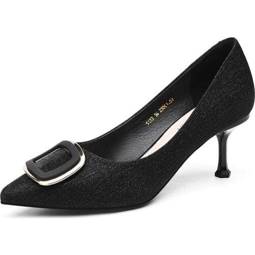 Pointed Stiletto Single Shoes Shallow Mouth Metal Decorative WomenS Shoes Water Platform WomenS Shoes