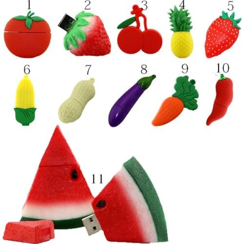 Pendrive Fruits USB Drive 4GB 8GB 16GB 32GB 64GB Cartoon Vegetable USB Stick Carrot Memory Stick Storage Strawberry U Disk Flash