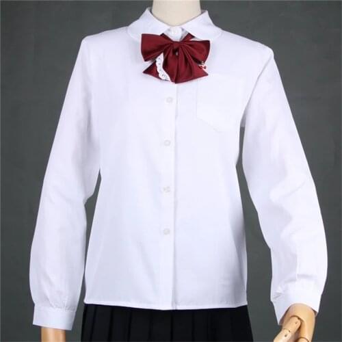 Hot Female School Uniform Shirt 2018 New Type Japanese Orthodox Student Round Neck Jk Long Sleeve Shirt School Uniform Shirt