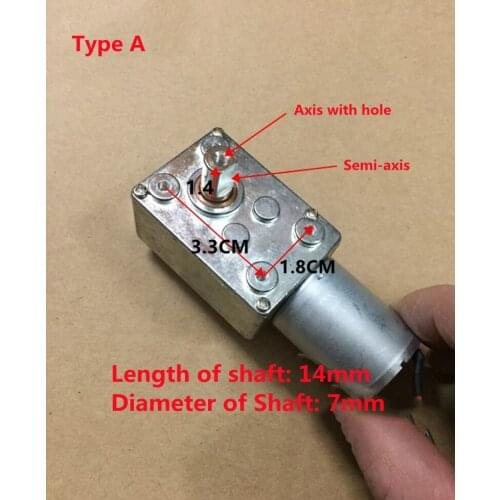 JGY370 Turbine worm Right Angle gear motor DC12V3RPM,Threaded/Perforated/D shaft For Cooker Hood,Robot,Door,Curtain,BBQ