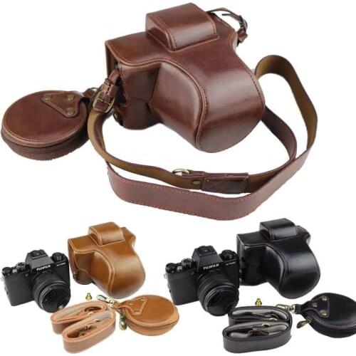 Luxury PU Leather Camera Bag Case For Fujifilm X-T100 XT100 Camera Protective Cover With Battery Opening