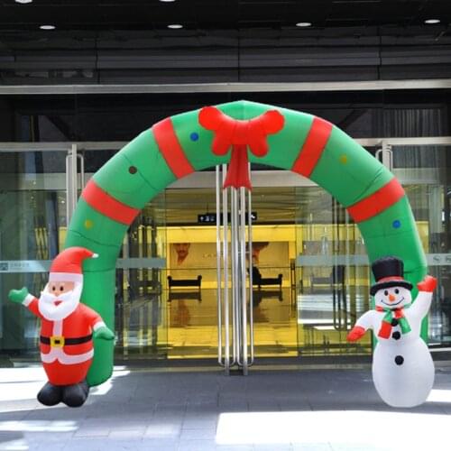 7 Foot Tall Lighted Christmas Inflatable Archway with Santa Claus and Snowman Airblow Arch for Yards Outdoor Party Decoration