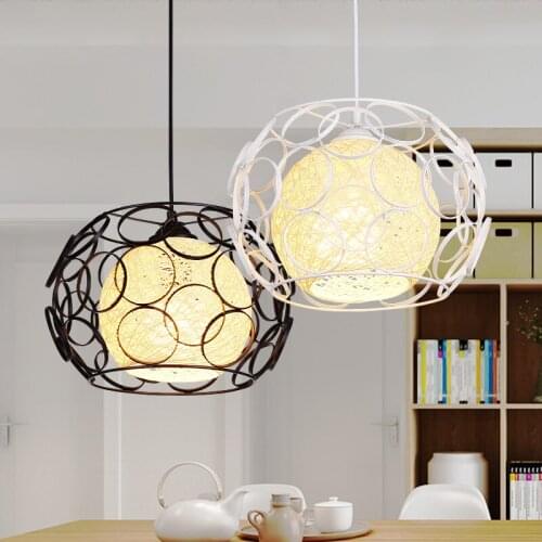 Handicraft LED Pendant Light Fixture Retro Vintage Black Metal Cage Farmhouse Hanging Lamp for Kitchen Island Living Dining Room