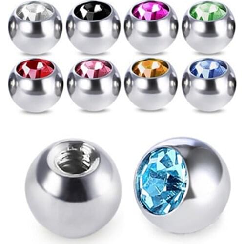 10PCS Mix Color 5mm Balls Stainless Steel Piercing Navel DIY Eyebrow Tongue Belly Navel Rings Body Jewelry Piercing Accessories