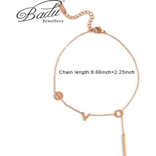 Badu LOVE Letter Anklets For Women Trend Beach Foot Jewelry Link Chain Bracelet ankle on the leg Female Summer Accessories Gift