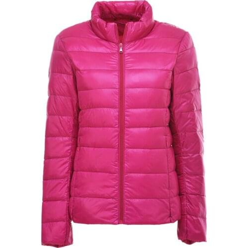 Plus Size Autumn Winter Coat Ultra-thin Jacket Womens Coats Stand Collar Casual White Down Coat Slim Short Jackets Jaqueta