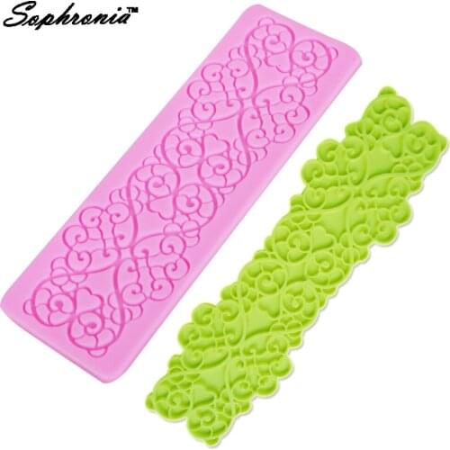 10pcs/set Heart Lace Flower Silicone Mold Cake Decorating Tools Fondant Candy Molds Chocolate Gumpaste Moulds F1119