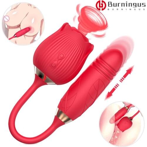 10 Speed Rose Sucking Vibrator Sex Toy Vibrators Dildos Strong Shock Sucking Licking Teasing Double Heads Vibrator Female Toys