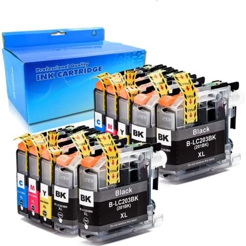10pk Compatible Ink Cartridges for LC203XL for use with MFC-J460DW MFC-J480DW MFC-J485DW MFC-J680DW MFC-J880DW