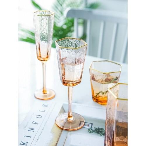 2Pcs Creative Wine glass cup Hexagon goblet champagne glasses Flutes Water cups beer glass kitchen accessories drink