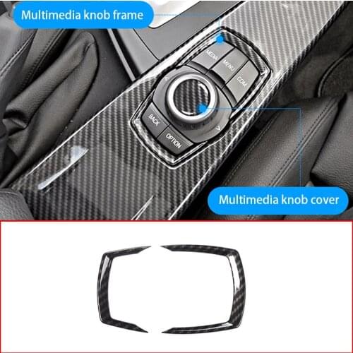 2pcs Carbon Fiber ABS Multimedia Knob Frame/cover Decorative Frame/cover Automotive Interior for BMW 1/2/3/4 Series