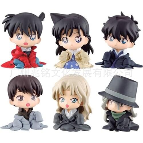 2021 New arrival 6pcs/lot Japan Anime Detective Conan Sitting Figure Set (2) Gashapon Collectible Mascot Toys For Kids Gifts