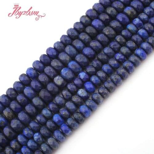 3x6,4x8mm Faceted Rondelle Beads Blue Lapis Lazuli Stone Beads For DIY Necklace Bracelets Jewelry Making 15" Free Shipping