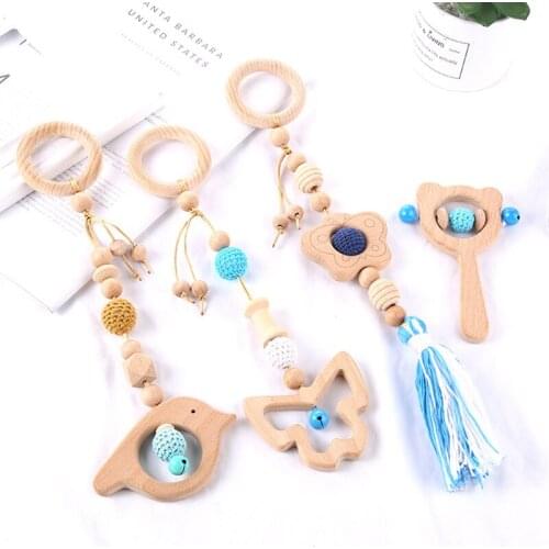 4pcs/Set Silicone Baby Wooden Dummy Pacifier clip Safe Teething Chain Teether Pacifier Chains Holder Chain Babies Toy Gift