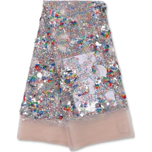 XIYA Africa Sequin Lace Fabric French Lace 2021 New Style High Quality Wedding Dress Mesh Fabric 4106B-1