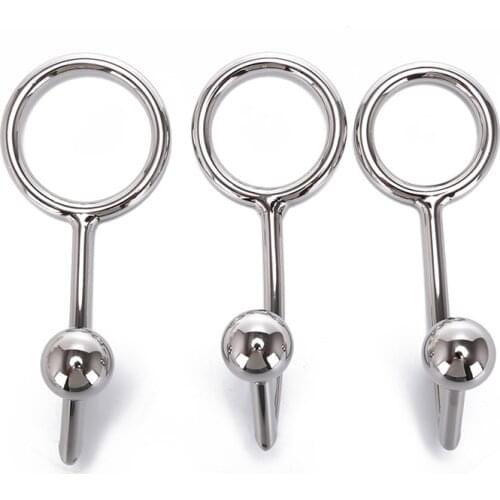 40/45mm Anal Plug,Penis Chastity Lock,Fetish Cock RingStainless Steel Metal Anal Hook with Penis Ring for male