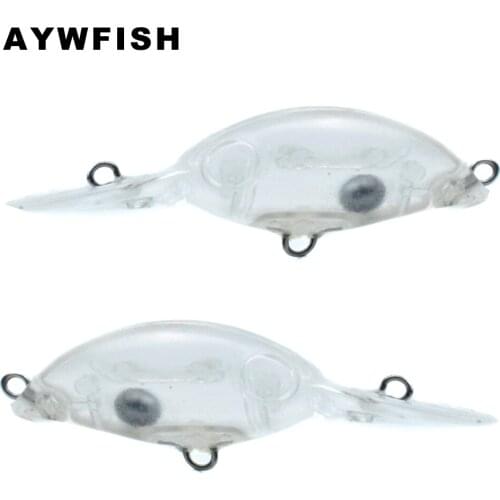 AYWFISH 50PCS A Lot Unpainted Crankbait 50mm 3g Rattle Balls Mini Fishing Crank Bait ABS Plastic Lure DIY Floating Wobbler Blank