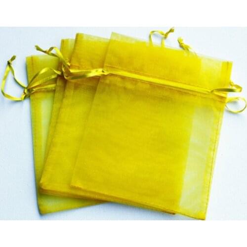 Free Shipping 500pcs/lot Yellow Organza Bags 7x9cm Christmas Wedding Gift Bags Jewelry Bags Gift packing Pouches