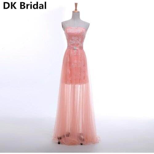 Strapless A-Line Evening Gowns for Women Formal Dress Women Elegant Sexy Appliques Beaded Evening Dresses Women robe de soiree