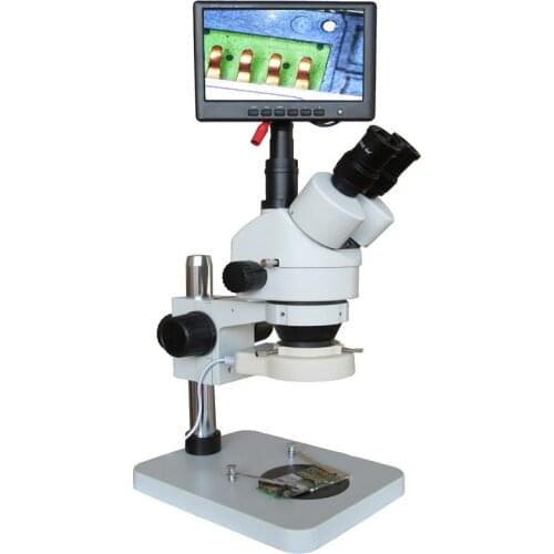 7X-45X Zoom Binocular Stereo Microscope with Display Screen Color Monitor and Microscope LED light for cell phone mobile repair