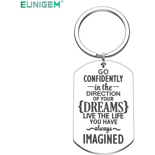 Car Keychain for Women Men Engraved Charm Key Ring Pendant Go Confidently Graduation Birthday Gifts for Her Him