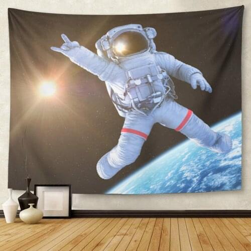 Black Cosmonaut Rocking Astronaut in Outer Space 3D Render Red Spaceman Rock Tapestry Wall Hanging for Living Room Bedroom Dorm