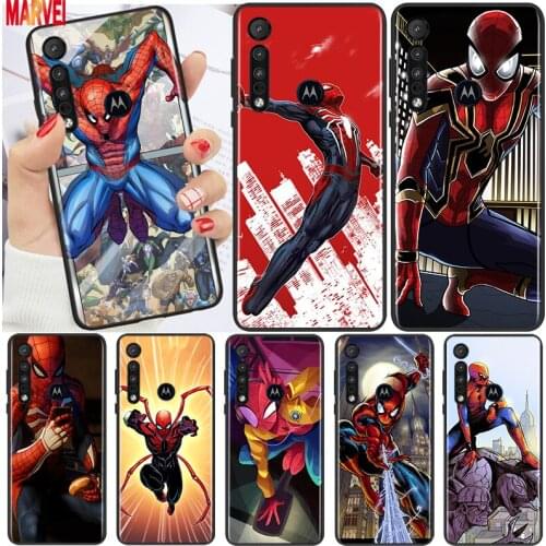 Marvel hero SpiderMan Art For Motorola G9 G8 G Edge One E7 E6 Power Lite Marco Hyper Fusion Plus Play Black Phone Case Cover