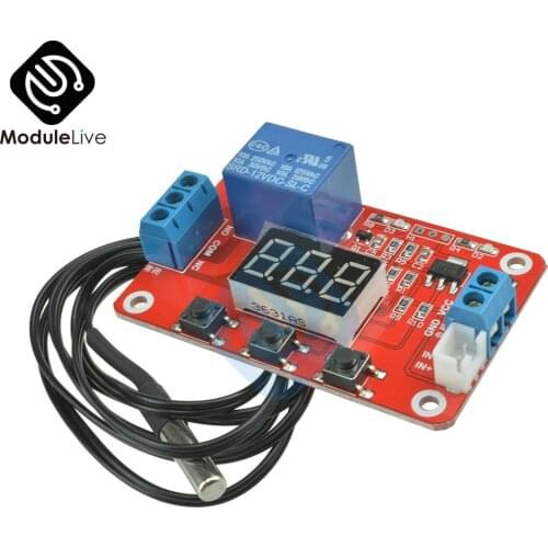 DC 12V Digital LCD Temperature Display Module Sensor Relay Switch Control Controller Heating Cooling -20-100 Centigrade
