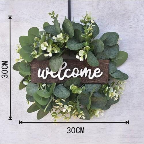 Welcome Artificial Green Eucalyptus Garland Leaves Vine Fake Vines Rattan Artificial Plants Wreath Wall Wedding Home Party Decor
