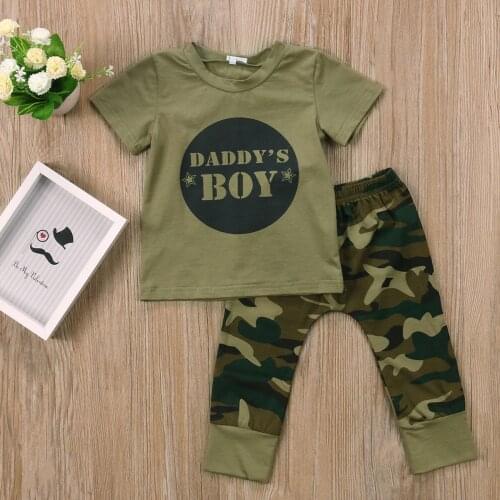 Pudcoco Cute Casual Newborn Infant Baby Boys Girls Camo Short T-shirt Tops Camouflage Pants Outfits Set Clothes